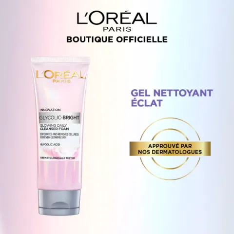 Gel Nettoyant Moussant Glycolic Bright – 100 ml – L’Oréal Paris