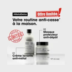 SHAMPOOING PROFESSIONNNEL ANTI-METAL SANS SULFATE POUR CHEVEUX COLORES | SERIE EXPERT | METAL DETOX | L'OREAL PROFESSIONNEL