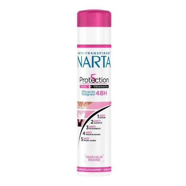 NARTA – Déodorant Femme Atomiseur Anti-Transpirant Protection 5 Efficacité 48h 200 ml
