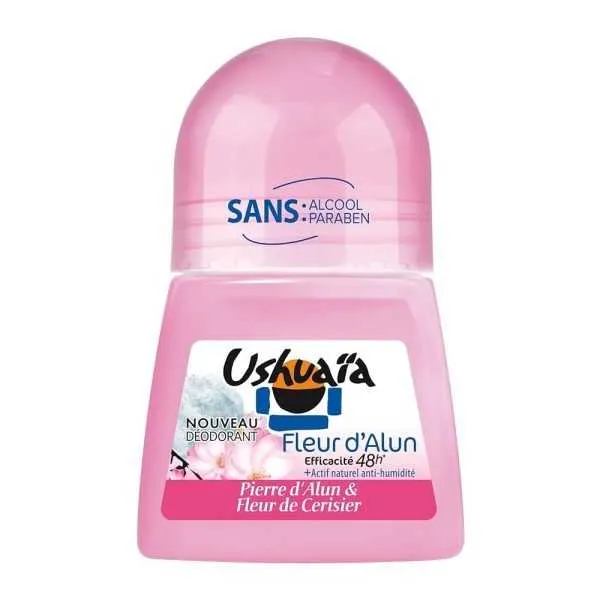 Ushuaïa – Déodorant Femme Bille Fleur d’Alun Parfum Fleur De Cerisier Efficacité 48h – 50 m